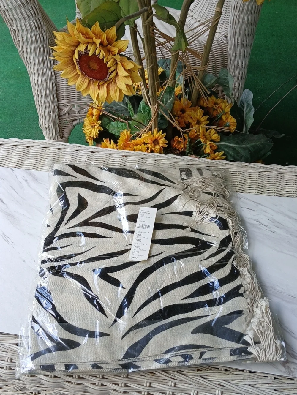 Tolani Black And Cream Zebra Print Pashmina And Silk Scarf NWT